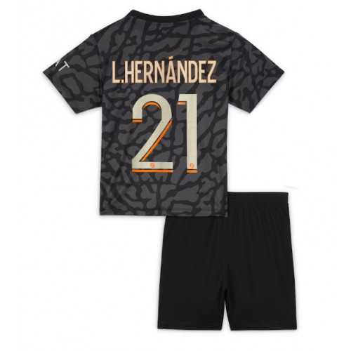 Fotbalové Dres Paris Saint-Germain Lucas Hernandez #21 Dětské Alternativní 2023-24 Krátký Rukáv (+ trenýrky)